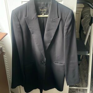 Massimo Dutti Black Blazer Classic Single-Breasted Design